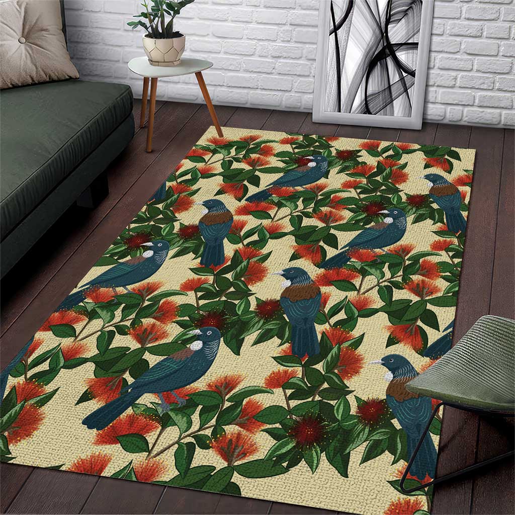 New Zealand Christmas Area Rug Romantic Tui Birds on Pohutukawa - Ivory - Vibe Hoodie