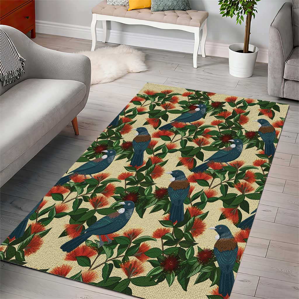 New Zealand Christmas Area Rug Romantic Tui Birds on Pohutukawa - Ivory - Vibe Hoodie