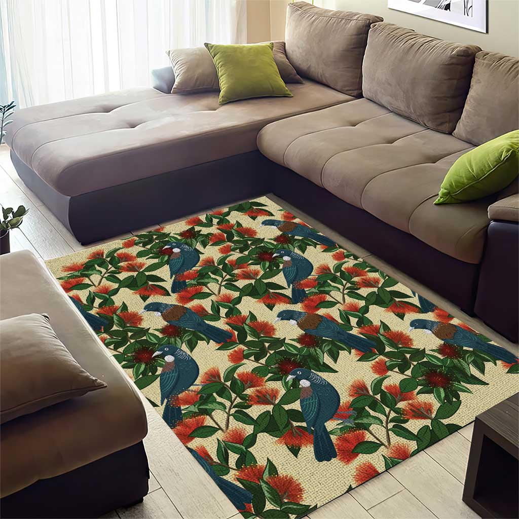 New Zealand Christmas Area Rug Romantic Tui Birds on Pohutukawa - Ivory - Vibe Hoodie