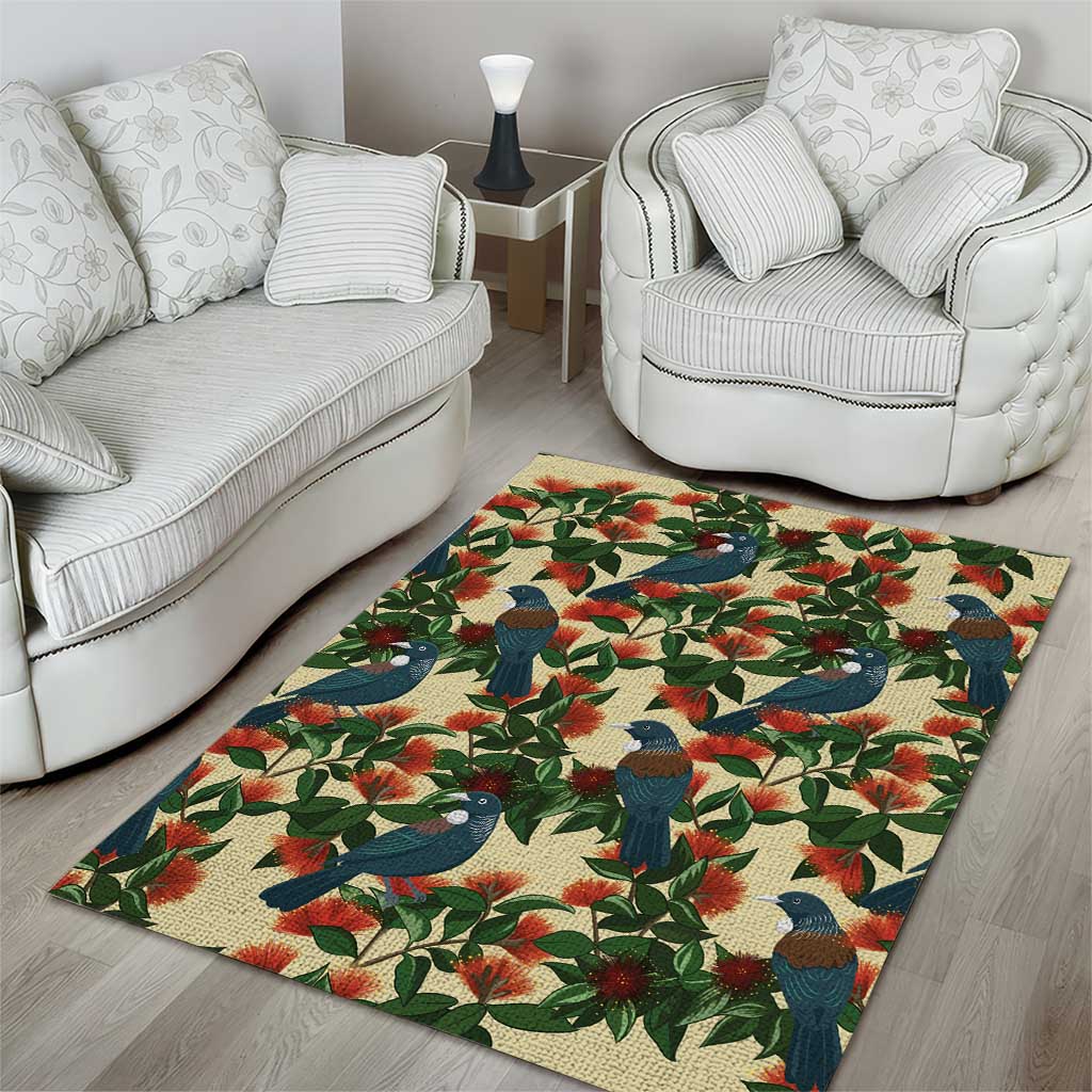 New Zealand Christmas Area Rug Romantic Tui Birds on Pohutukawa - Ivory - Vibe Hoodie