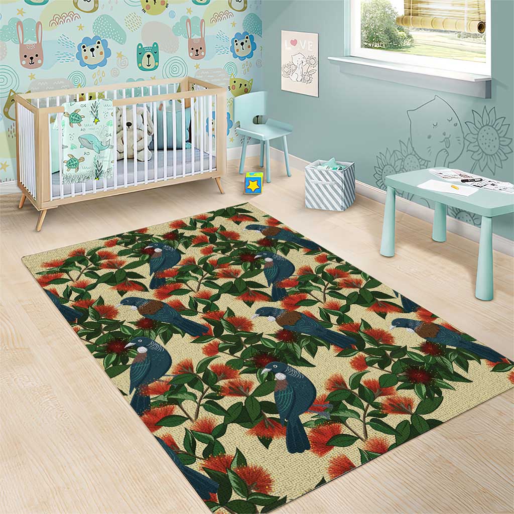 New Zealand Christmas Area Rug Romantic Tui Birds on Pohutukawa - Ivory - Vibe Hoodie
