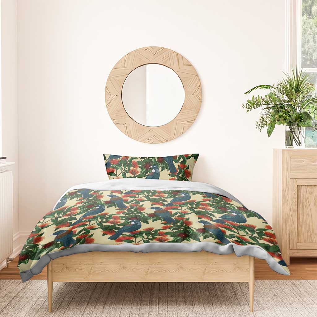 New Zealand Christmas Bedding Set Romantic Tui Birds on Pohutukawa - Ivory - Vibe Hoodie