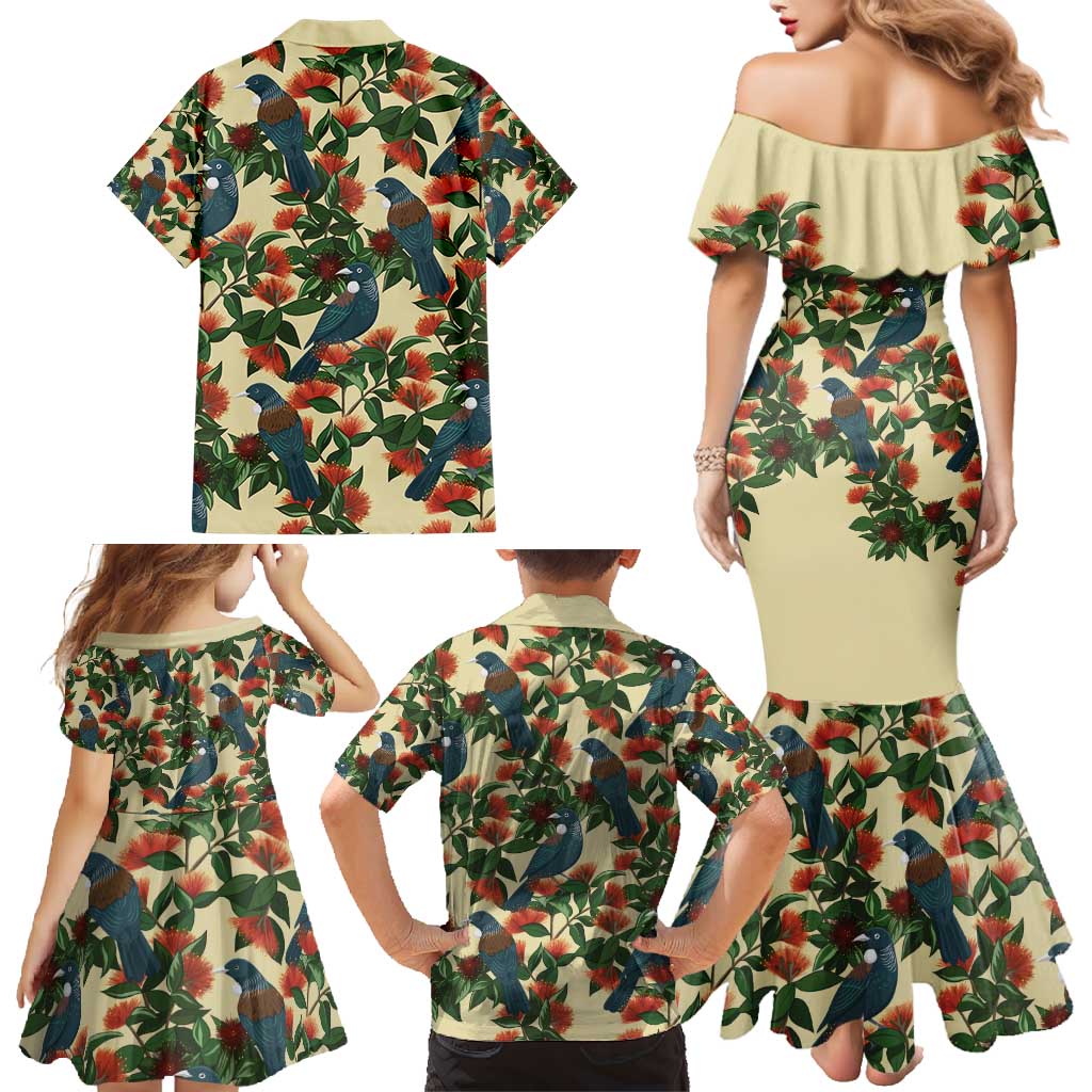 New Zealand Christmas Family Matching Mermaid Dress and Hawaiian Shirt Romantic Tui Birds on Pohutukawa - Ivory - Vibe Hoodie