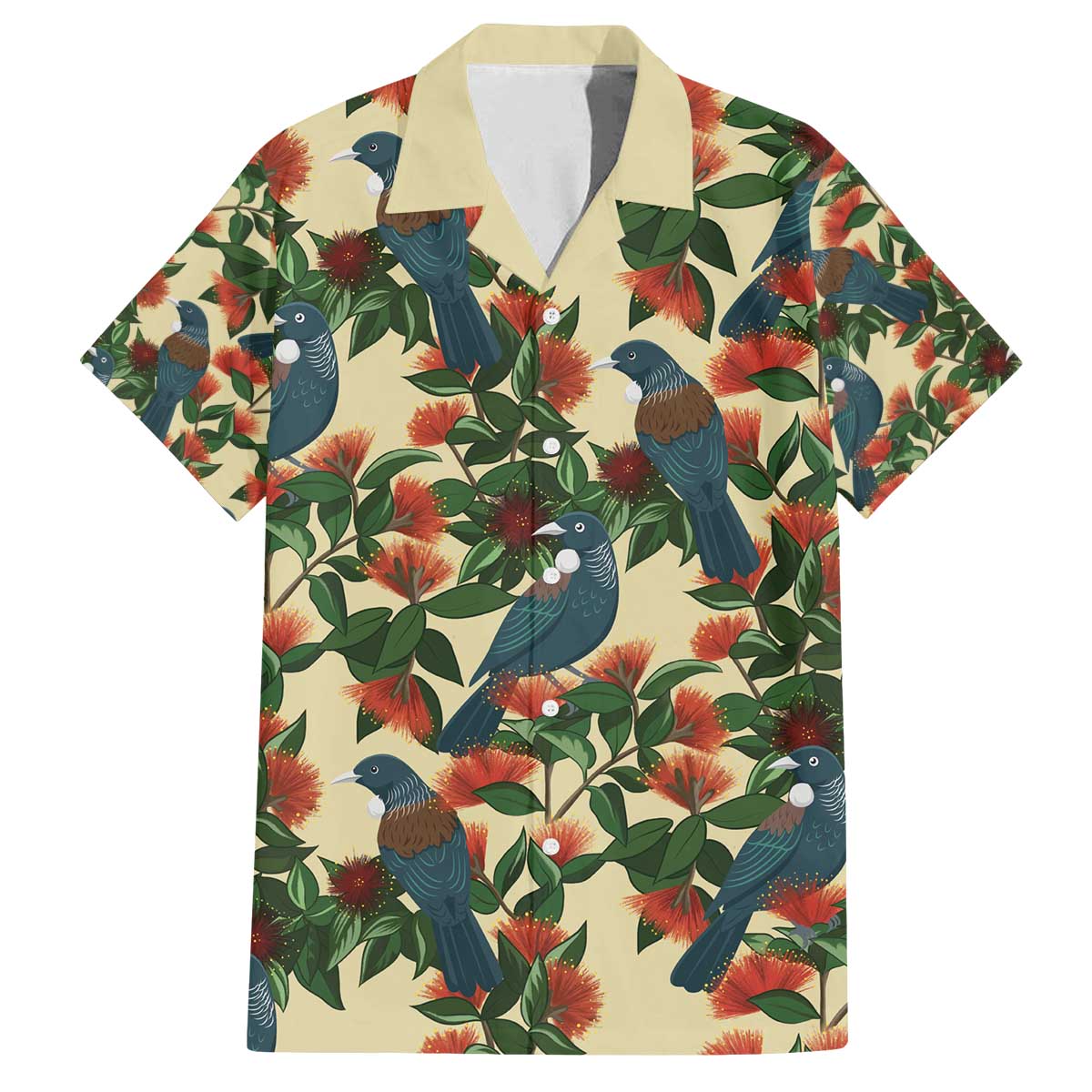 New Zealand Christmas Family Matching Off The Shoulder Long Sleeve Dress and Hawaiian Shirt Romantic Tui Birds on Pohutukawa - Ivory - Vibe Hoodie