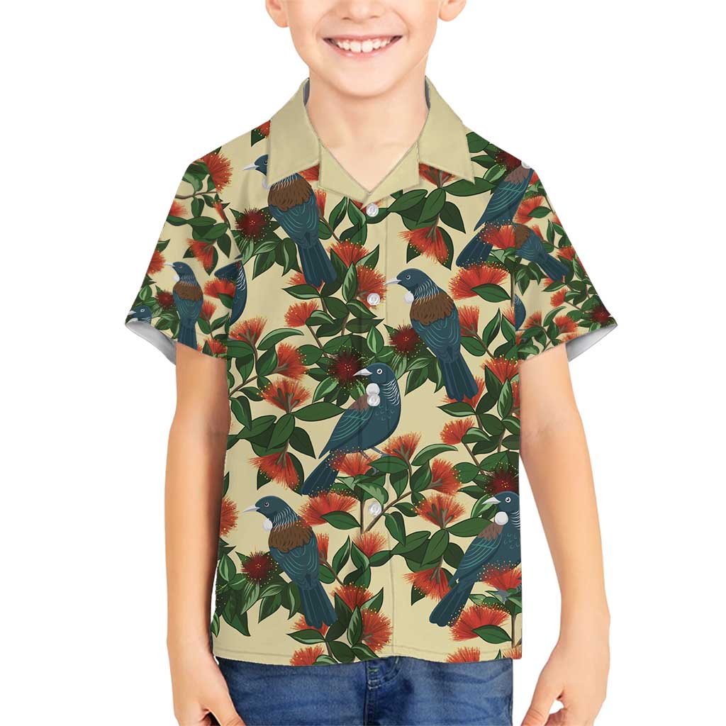 New Zealand Christmas Family Matching Summer Maxi Dress and Hawaiian Shirt Romantic Tui Birds on Pohutukawa - Ivory - Vibe Hoodie