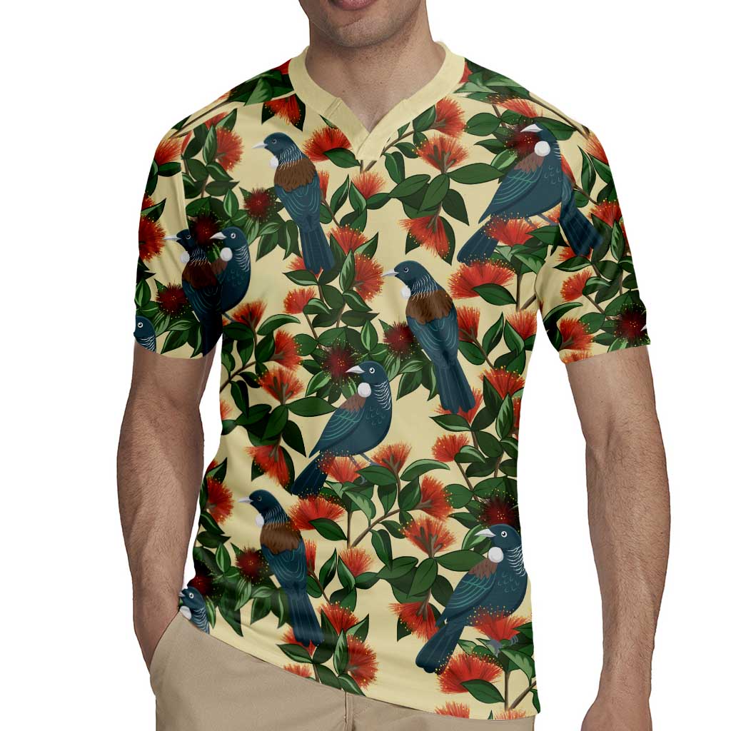 New Zealand Christmas Rugby Jersey Romantic Tui Birds on Pohutukawa - Ivory - Vibe Hoodie