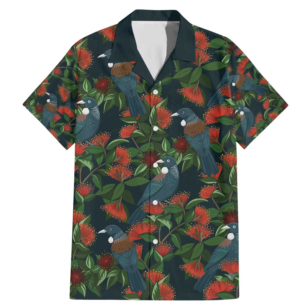 New Zealand Christmas Family Matching Mermaid Dress and Hawaiian Shirt Romantic Tui Birds on Pohutukawa - Cobalt - Vibe Hoodie