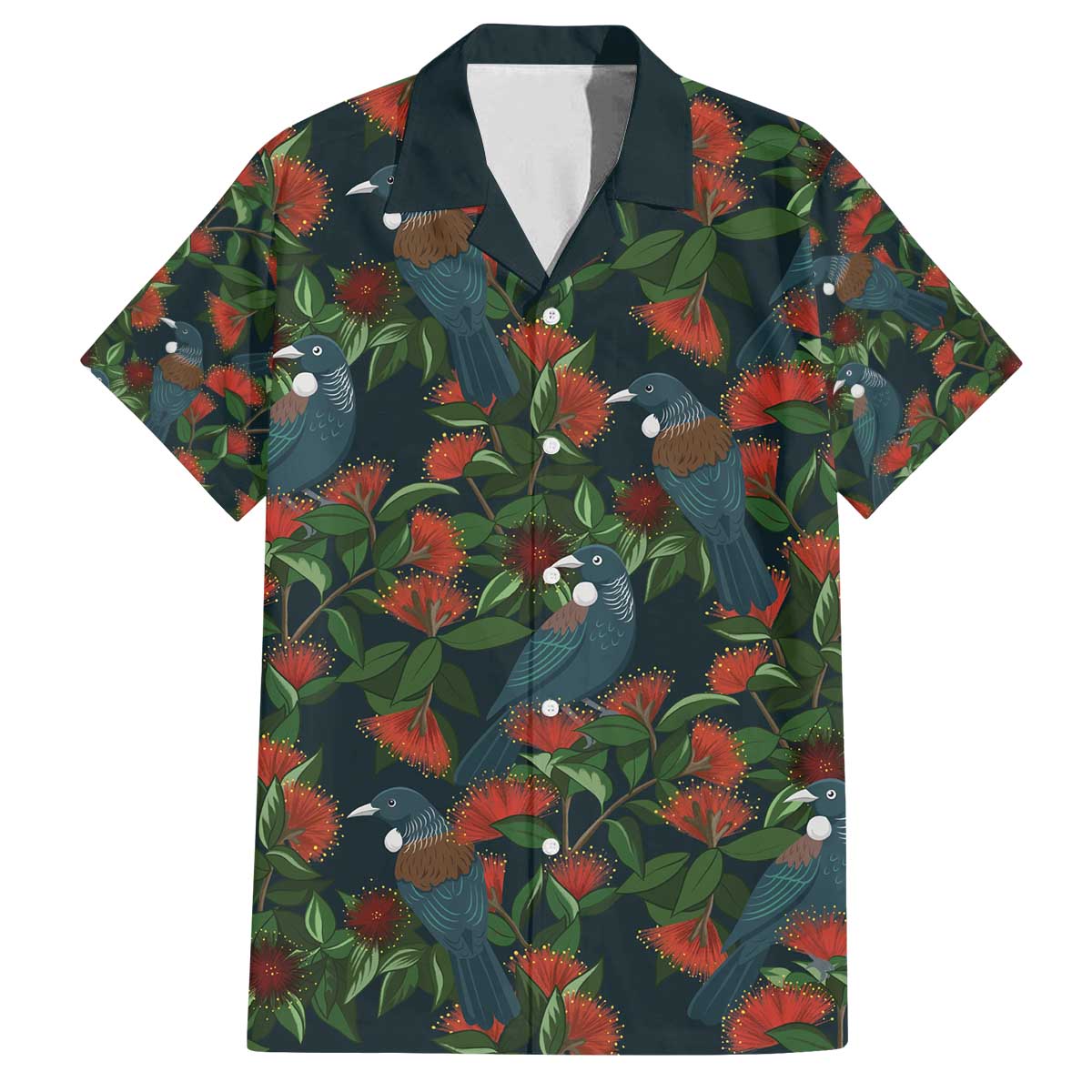 New Zealand Christmas Family Matching Off The Shoulder Long Sleeve Dress and Hawaiian Shirt Romantic Tui Birds on Pohutukawa - Cobalt - Vibe Hoodie