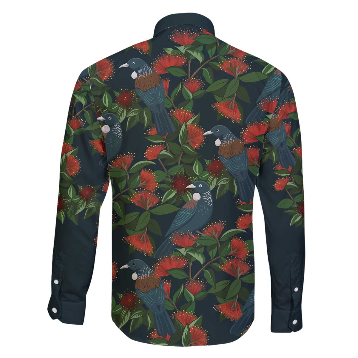 New Zealand Christmas Family Matching Off The Shoulder Long Sleeve Dress and Hawaiian Shirt Romantic Tui Birds on Pohutukawa - Cobalt - Vibe Hoodie