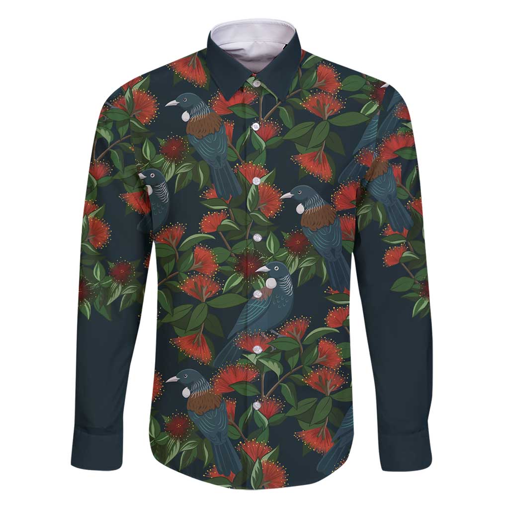 New Zealand Christmas Family Matching Puletasi and Hawaiian Shirt Romantic Tui Birds on Pohutukawa - Cobalt - Vibe Hoodie