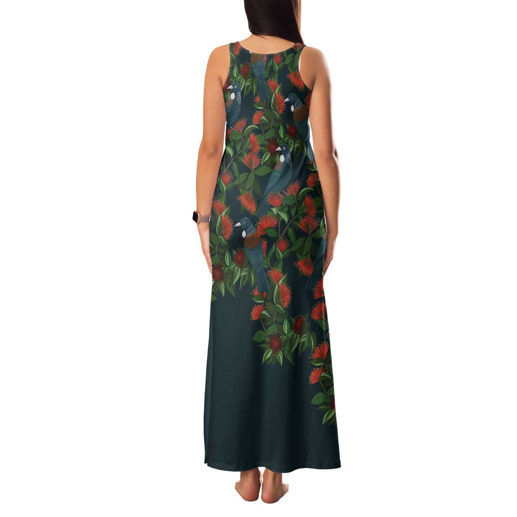 New Zealand Christmas Family Matching Tank Maxi Dress and Hawaiian Shirt Romantic Tui Birds on Pohutukawa - Cobalt - Vibe Hoodie