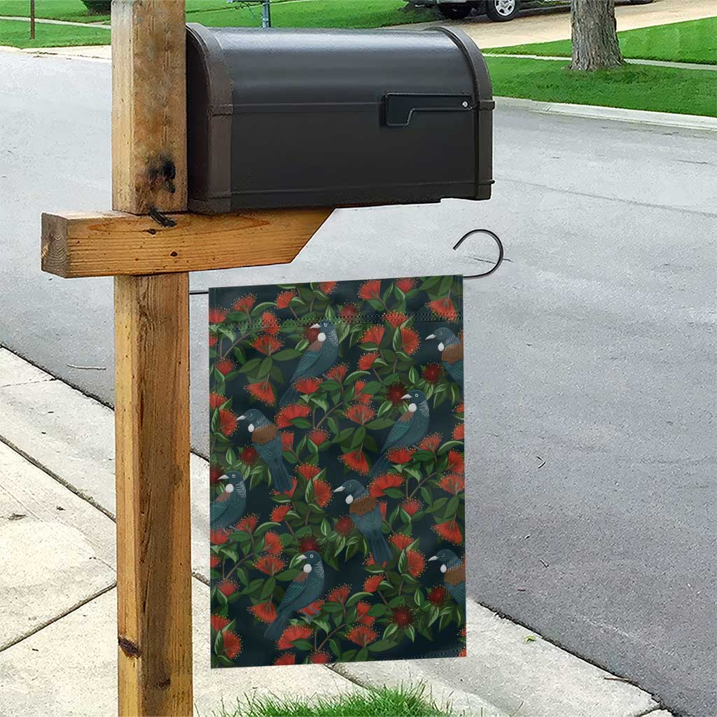 New Zealand Christmas Garden Flag Romantic Tui Birds on Pohutukawa - Cobalt - Vibe Hoodie