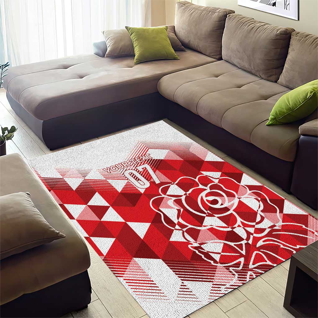 England Rugby Custom Area Rug Crystalised Red Rose - Vibe Hoodie Shop