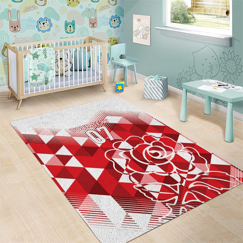 England Rugby Custom Area Rug Crystalised Red Rose - Vibe Hoodie Shop