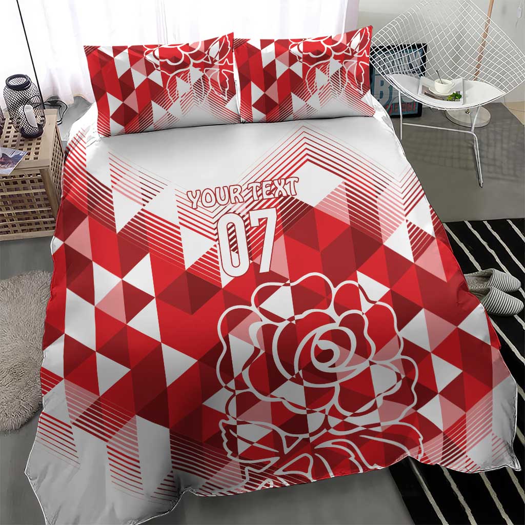 England Rugby Custom Bedding Set Crystalised Red Rose - Vibe Hoodie Shop