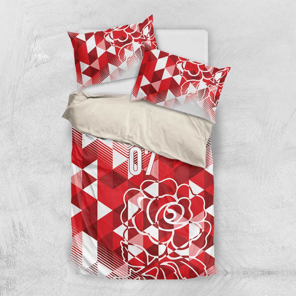 England Rugby Custom Bedding Set Crystalised Red Rose - Vibe Hoodie Shop