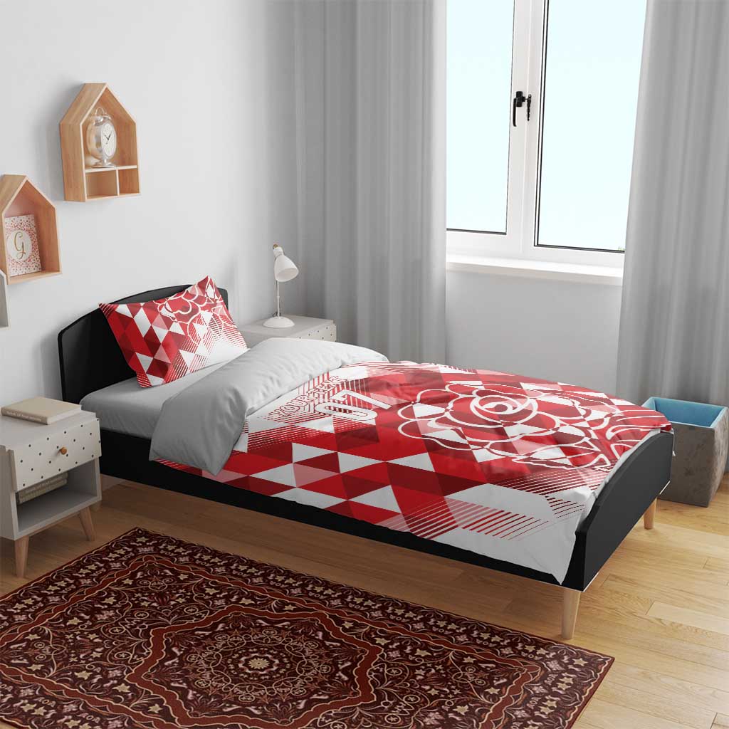 England Rugby Custom Bedding Set Crystalised Red Rose - Vibe Hoodie Shop