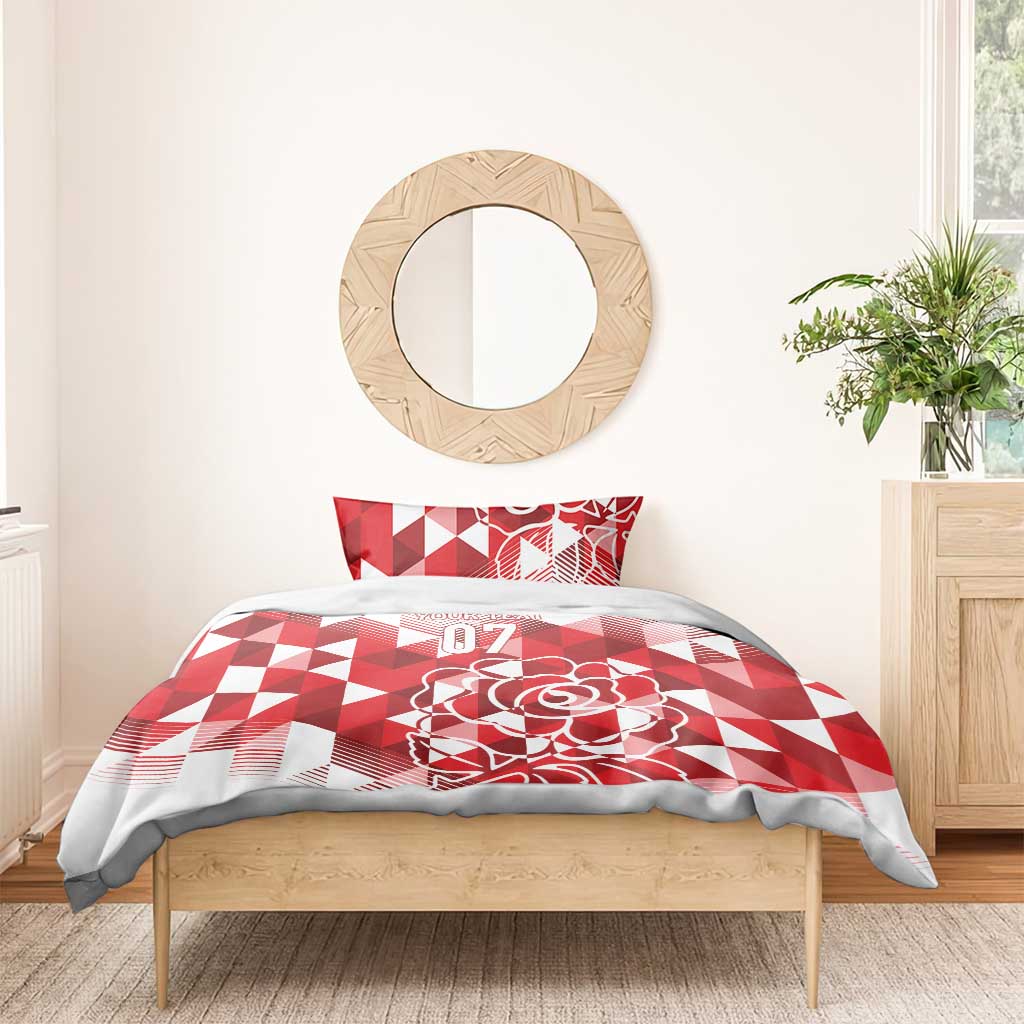 England Rugby Custom Bedding Set Crystalised Red Rose - Vibe Hoodie Shop