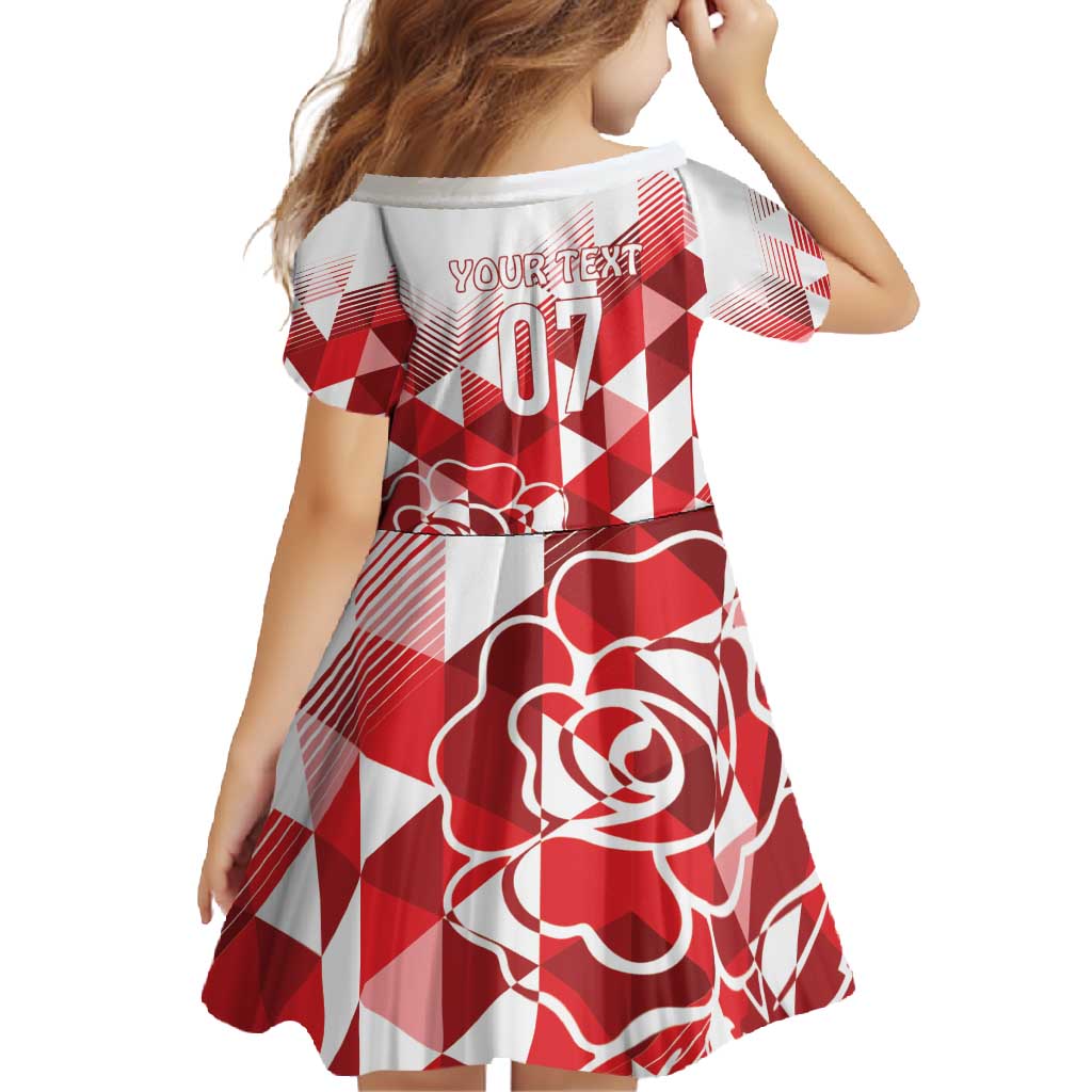 England Rugby Custom Family Matching Long Sleeve Bodycon Dress and Hawaiian Shirt Crystalised Red Rose