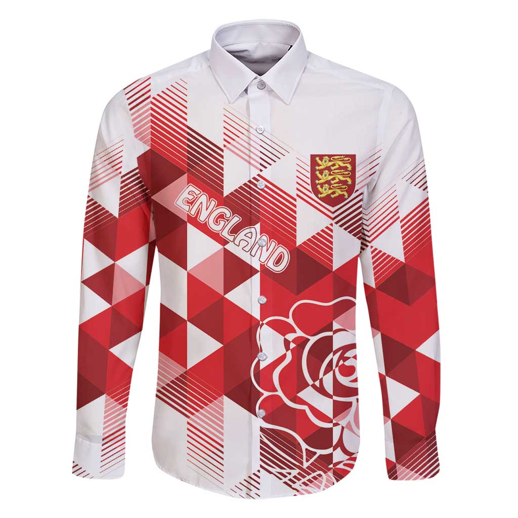 England Rugby Custom Family Matching Long Sleeve Bodycon Dress and Hawaiian Shirt Crystalised Red Rose