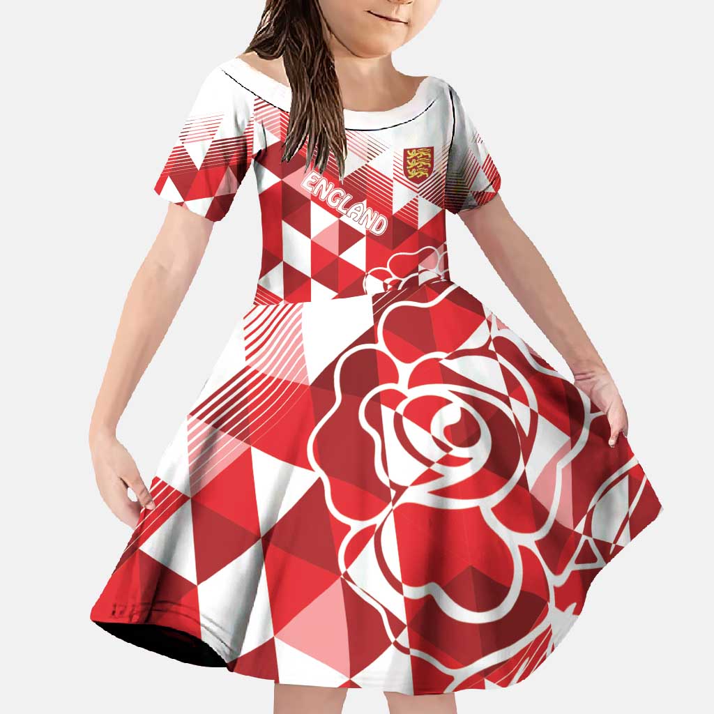 England Rugby Custom Family Matching Mermaid Dress and Hawaiian Shirt Crystalised Red Rose