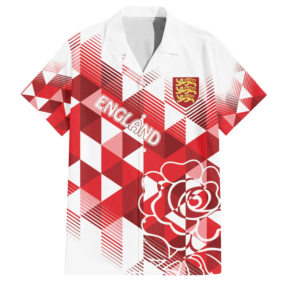 England Rugby Custom Family Matching Off The Shoulder Long Sleeve Dress and Hawaiian Shirt Crystalised Red Rose