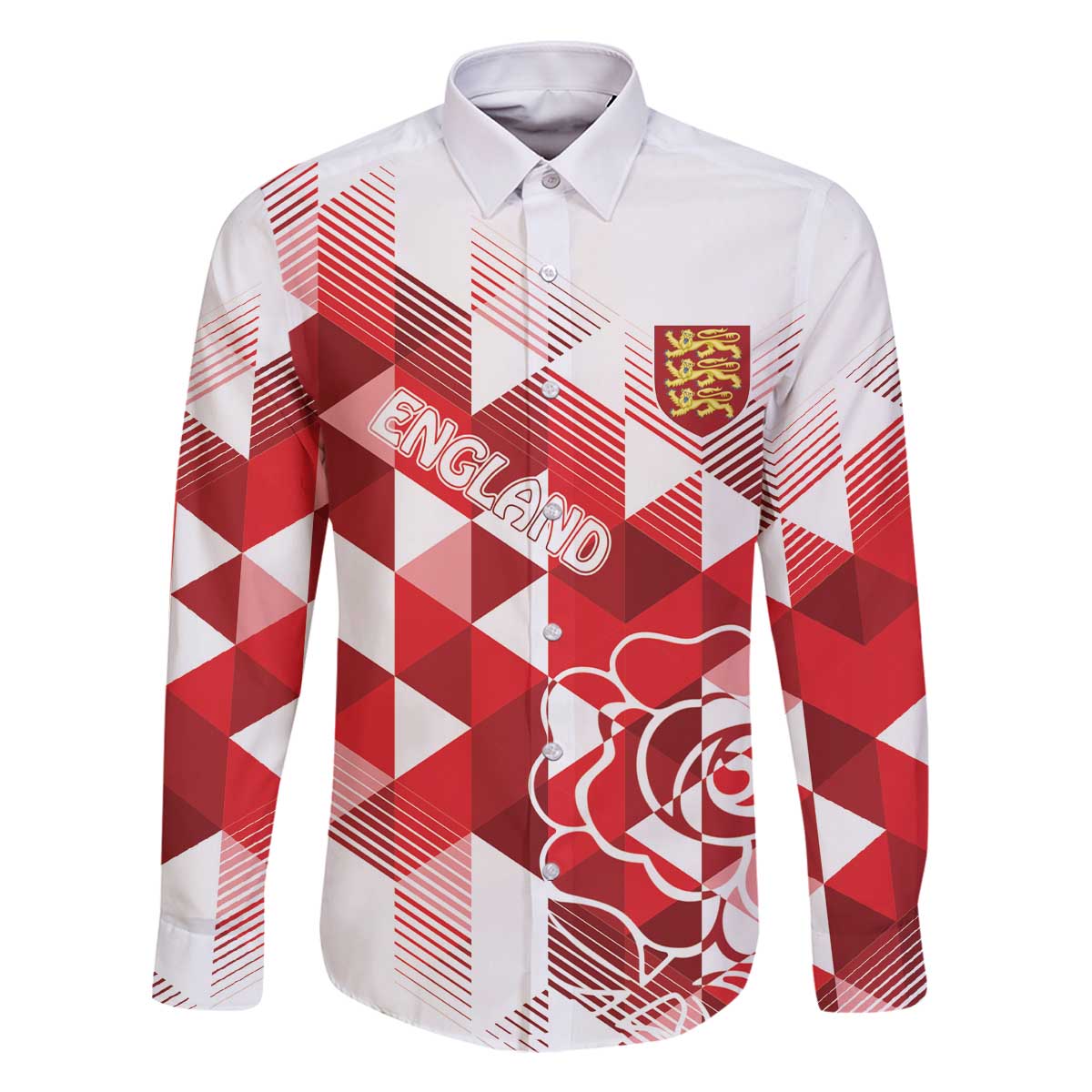 England Rugby Custom Family Matching Off The Shoulder Long Sleeve Dress and Hawaiian Shirt Crystalised Red Rose