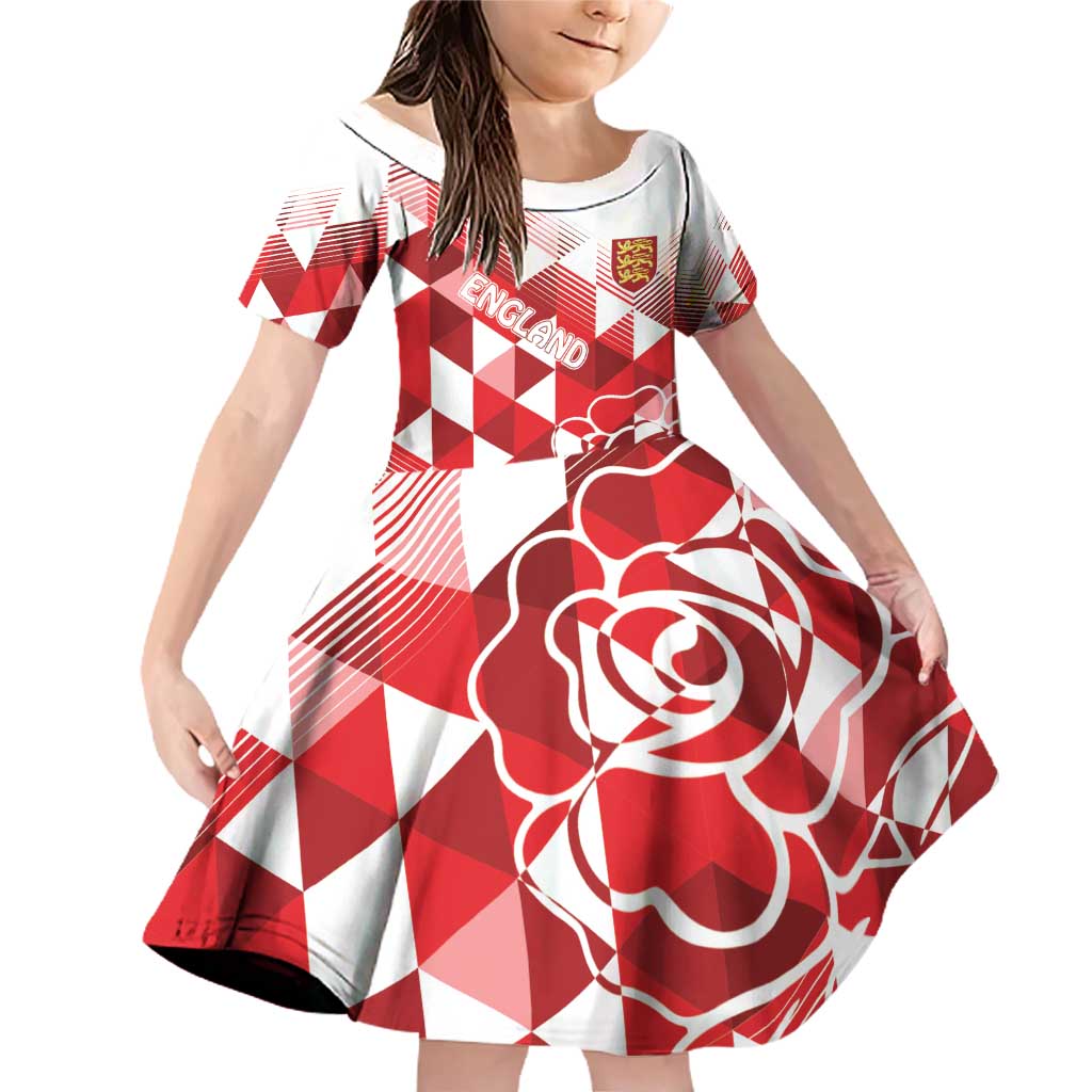 England Rugby Custom Family Matching Off Shoulder Short Dress and Hawaiian Shirt Crystalised Red Rose