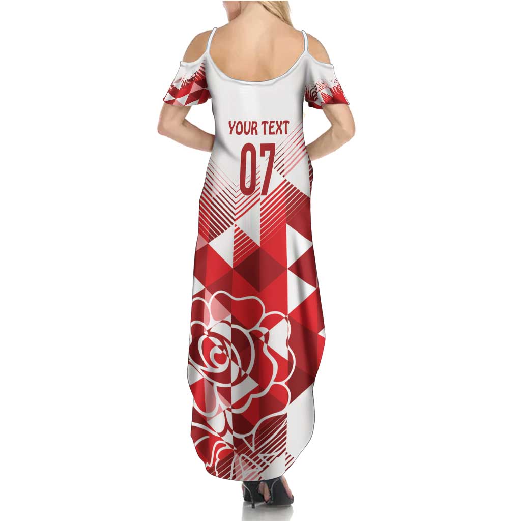 England Rugby Custom Family Matching Summer Maxi Dress and Hawaiian Shirt Crystalised Red Rose