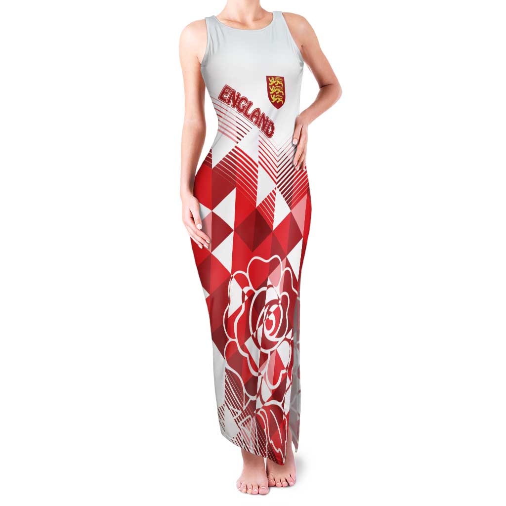 England Rugby Custom Family Matching Tank Maxi Dress and Hawaiian Shirt Crystalised Red Rose