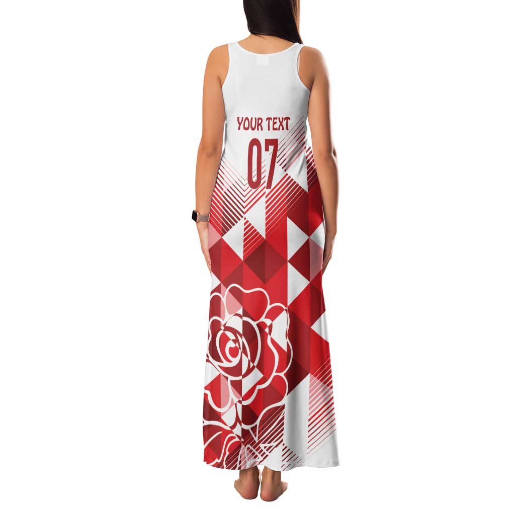 England Rugby Custom Family Matching Tank Maxi Dress and Hawaiian Shirt Crystalised Red Rose