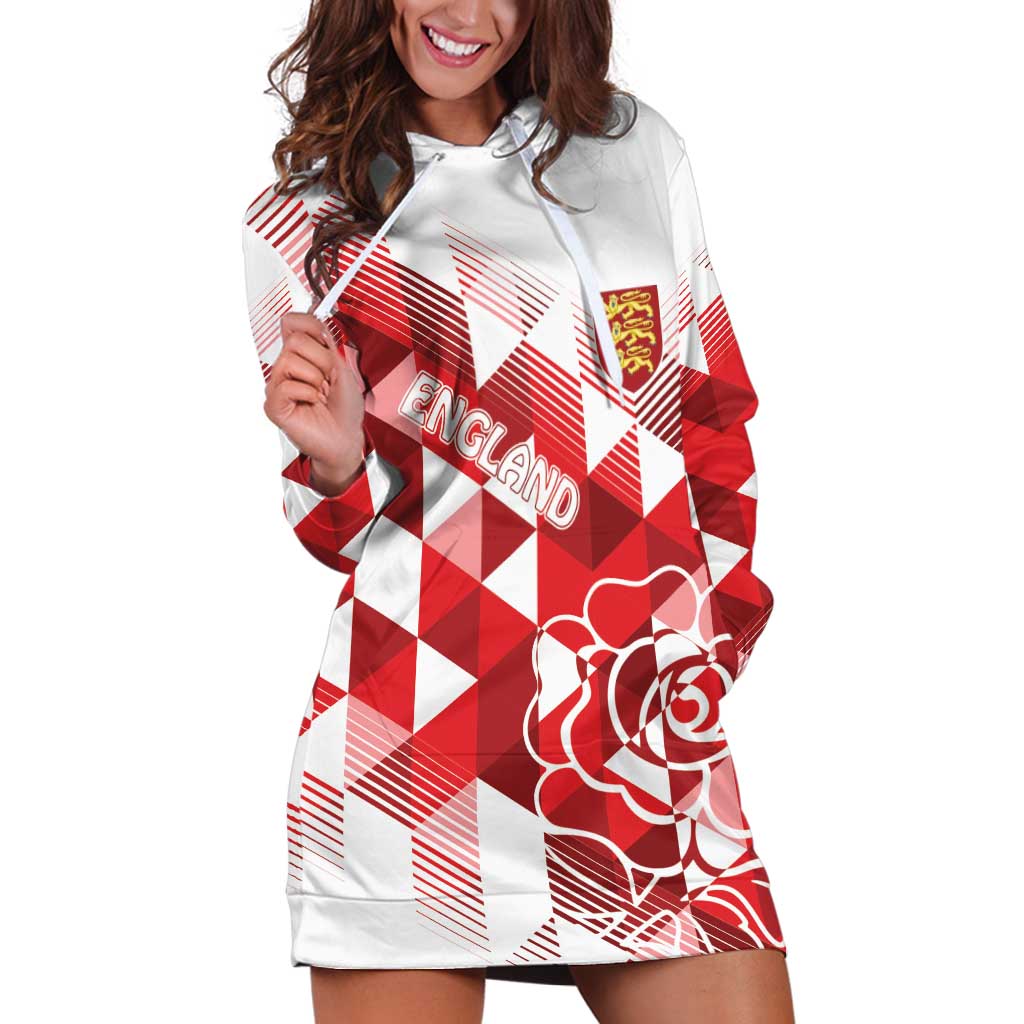 England Rugby Custom Hoodie Dress Crystalised Red Rose - Vibe Hoodie Shop