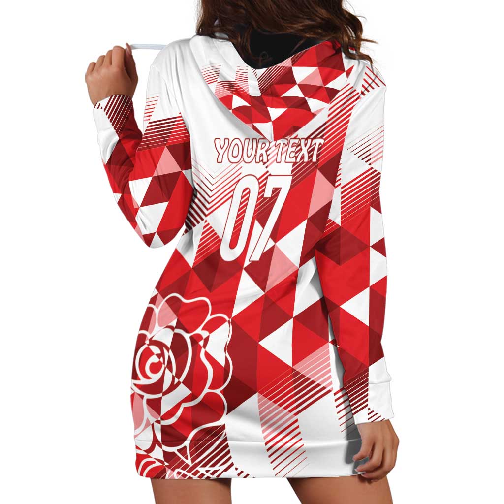 England Rugby Custom Hoodie Dress Crystalised Red Rose - Vibe Hoodie Shop