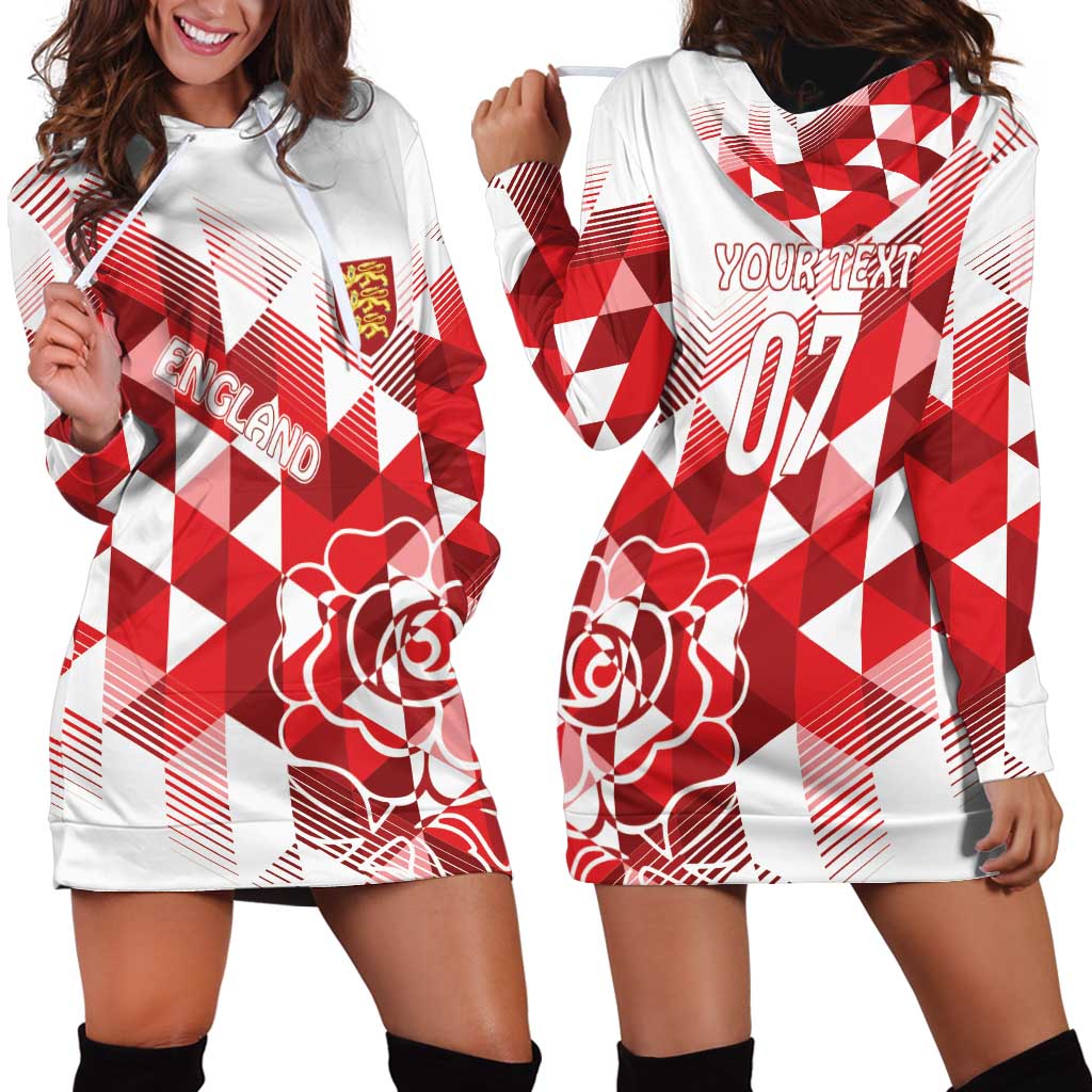 England Rugby Custom Hoodie Dress Crystalised Red Rose - Vibe Hoodie Shop