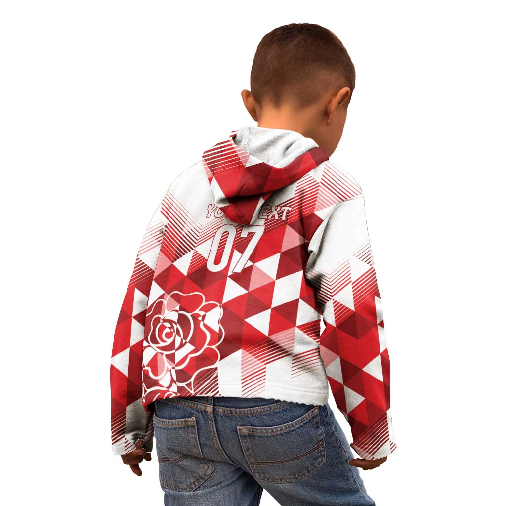 England Rugby Custom Kid Hoodie Crystalised Red Rose - Vibe Hoodie Shop