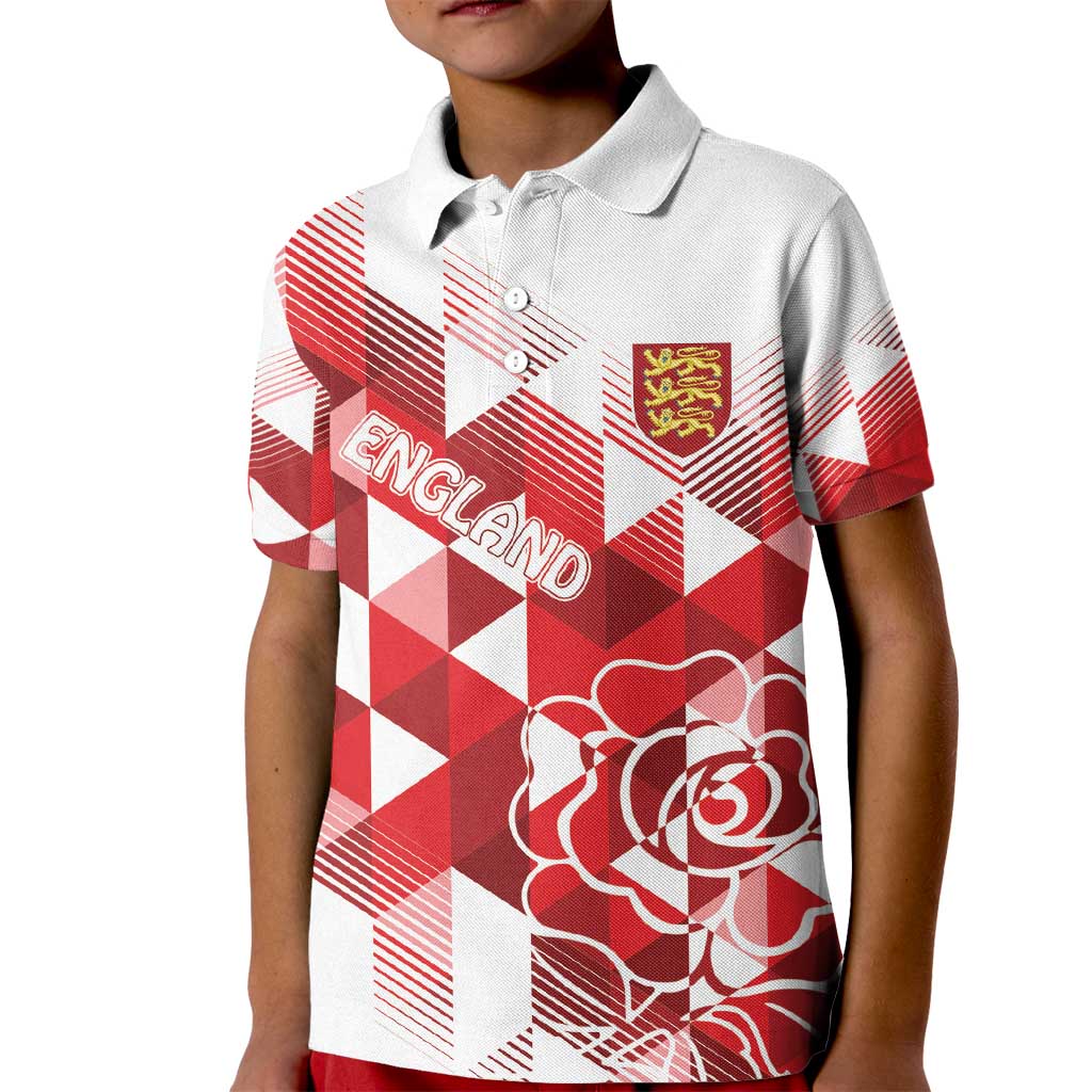 England Rugby Custom Kid Polo Shirt Crystalised Red Rose - Vibe Hoodie Shop