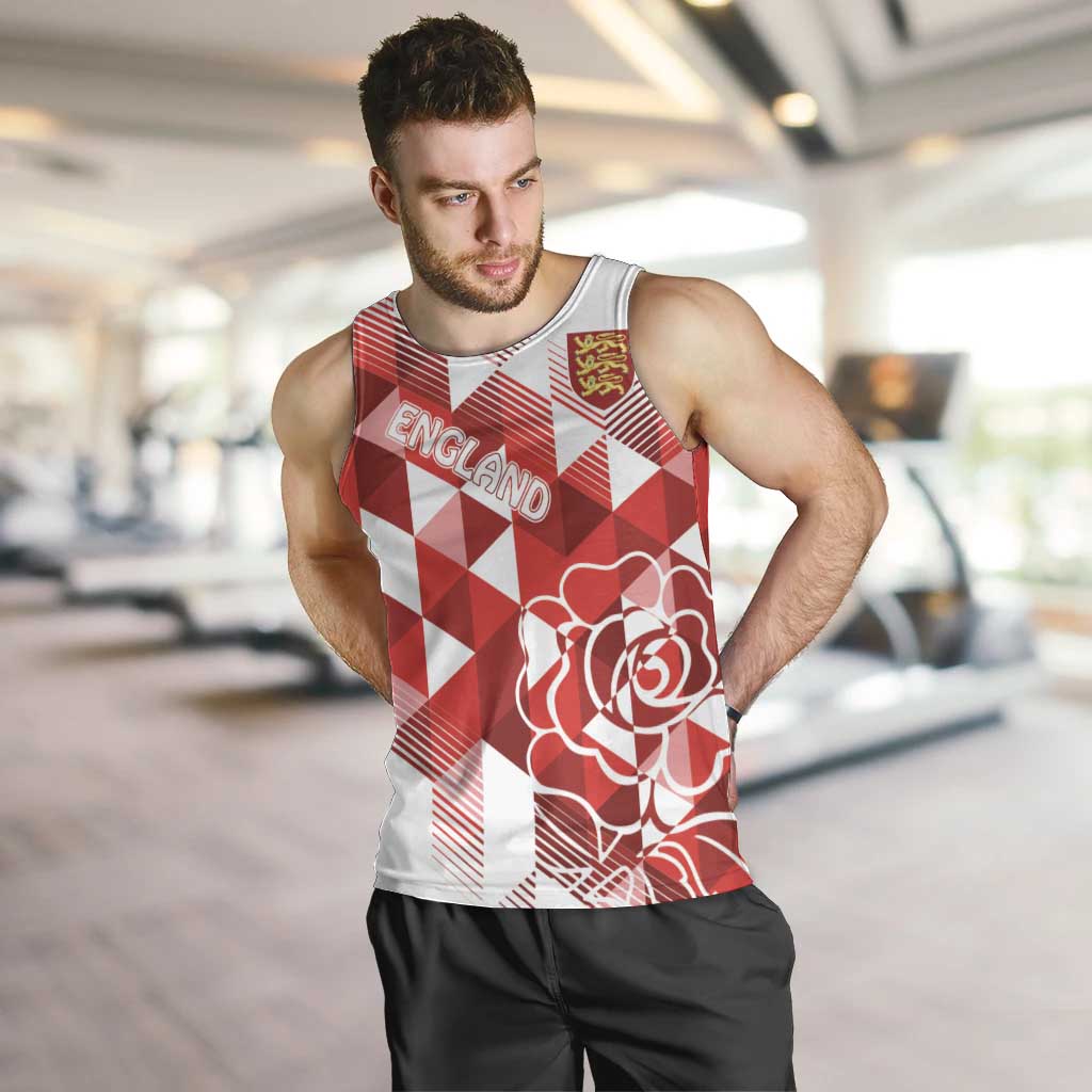 England Rugby Custom Men Tank Top Crystalised Red Rose - Vibe Hoodie Shop