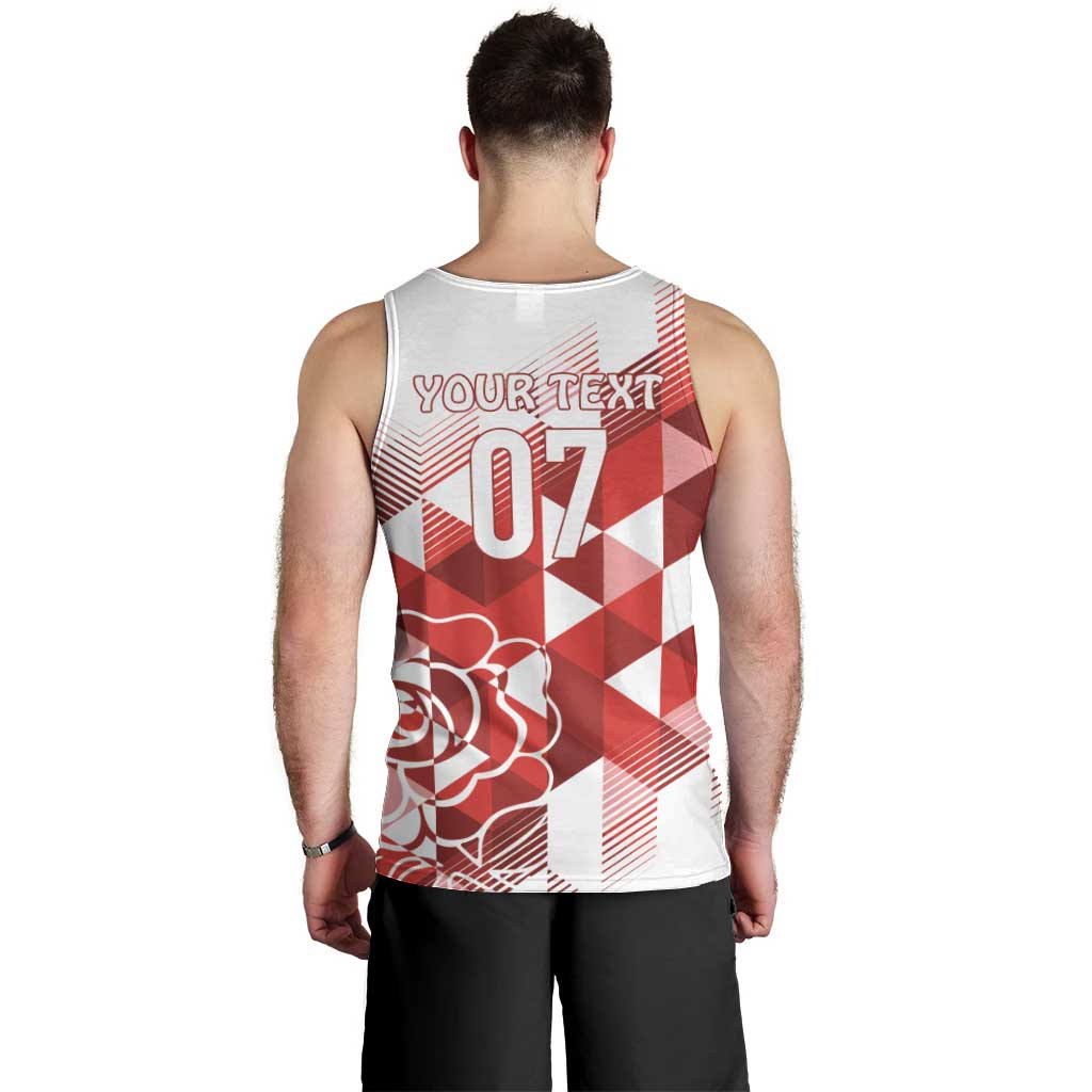 England Rugby Custom Men Tank Top Crystalised Red Rose - Vibe Hoodie Shop