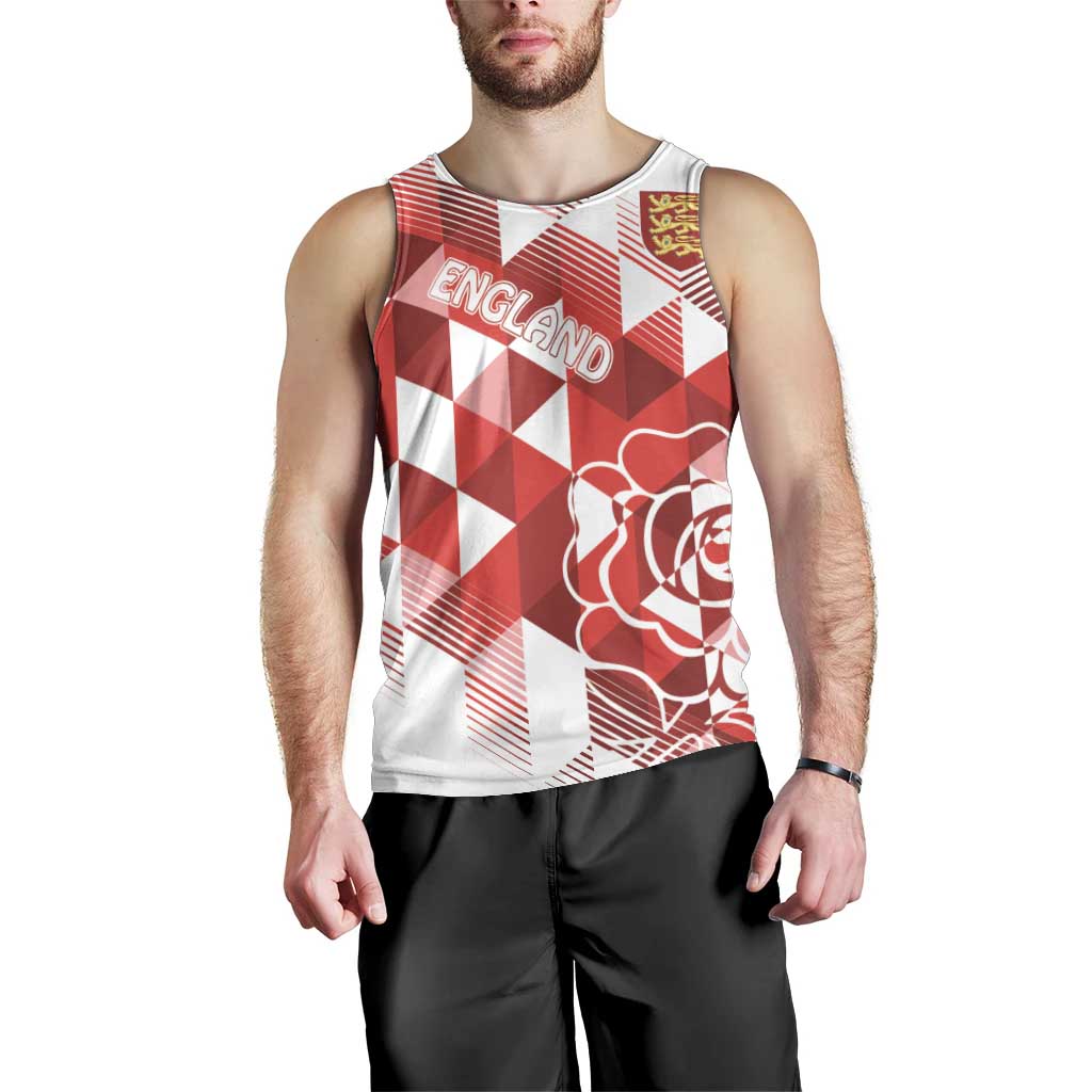 England Rugby Custom Men Tank Top Crystalised Red Rose - Vibe Hoodie Shop