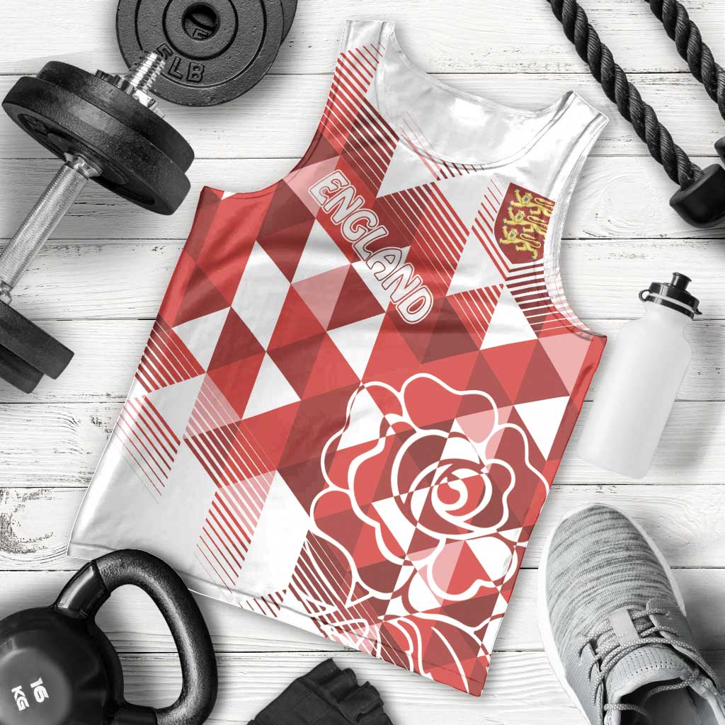 England Rugby Custom Men Tank Top Crystalised Red Rose - Vibe Hoodie Shop