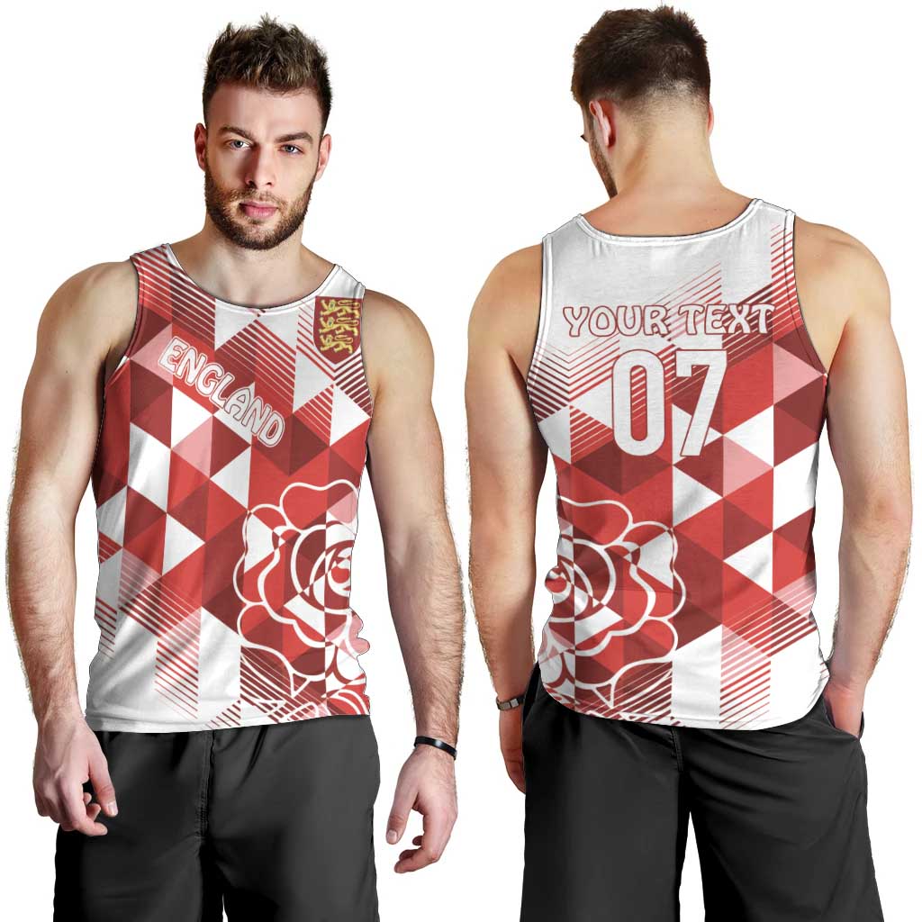 England Rugby Custom Men Tank Top Crystalised Red Rose - Vibe Hoodie Shop