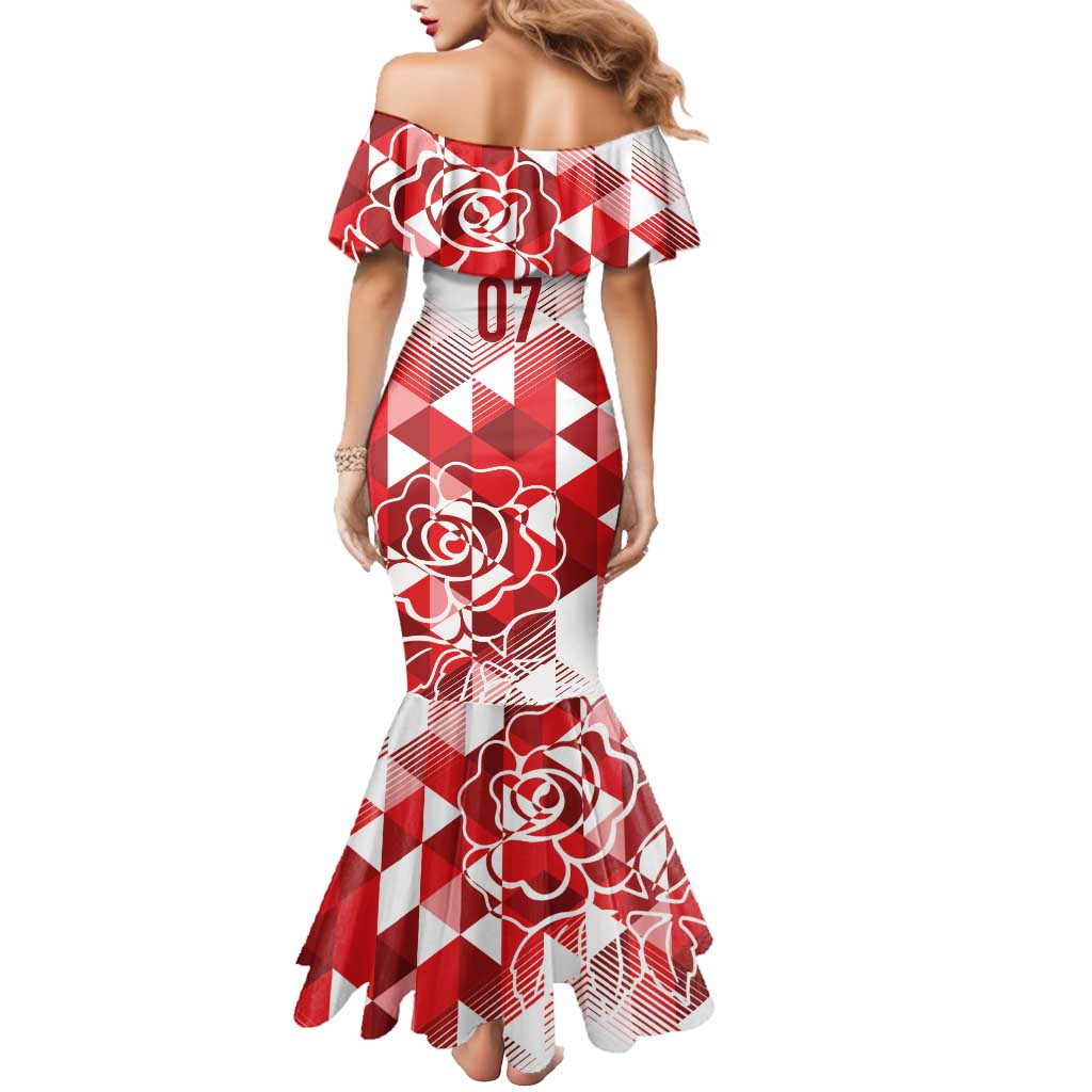 England Rugby Custom Mermaid Dress Crystalised Red Rose