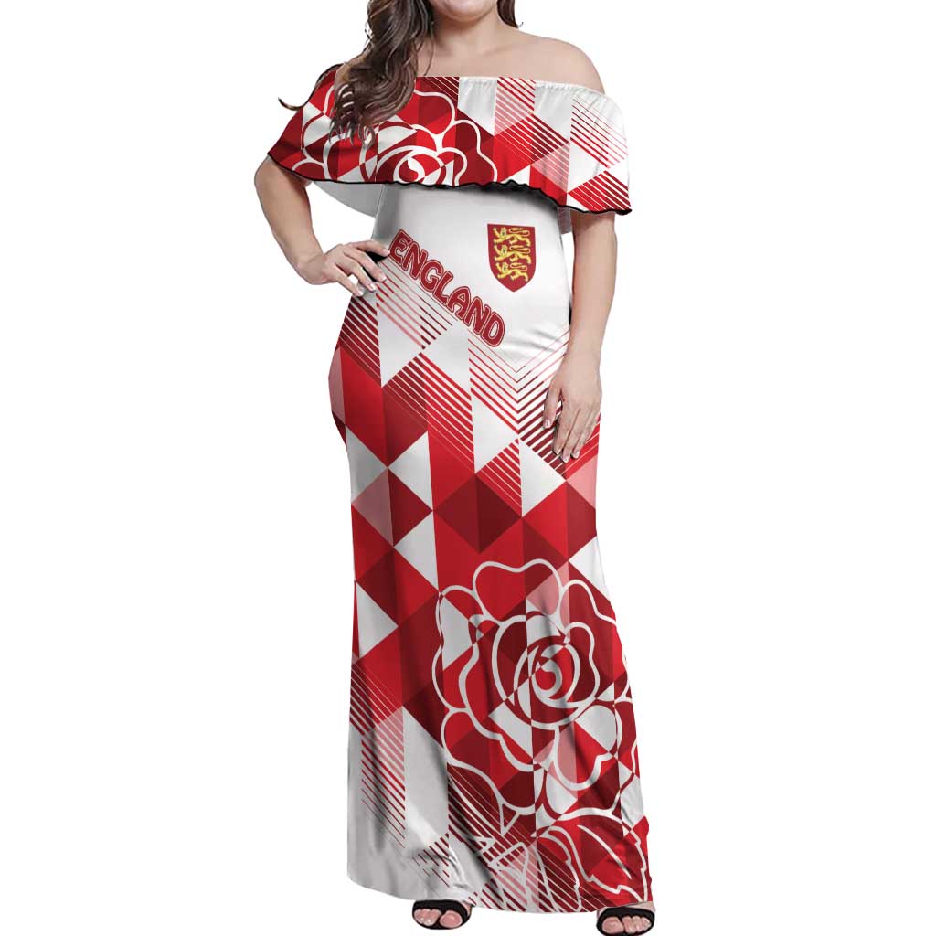 England Rugby Custom Off Shoulder Maxi Dress Crystalised Red Rose