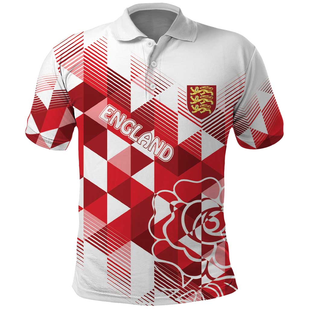 England Rugby Custom Polo Shirt Crystalised Red Rose - Vibe Hoodie Shop