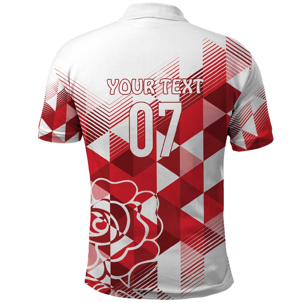 England Rugby Custom Polo Shirt Crystalised Red Rose - Vibe Hoodie Shop