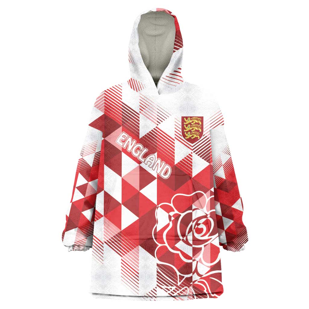 England Rugby Custom Wearable Blanket Hoodie Crystalised Red Rose - Vibe Hoodie Shop