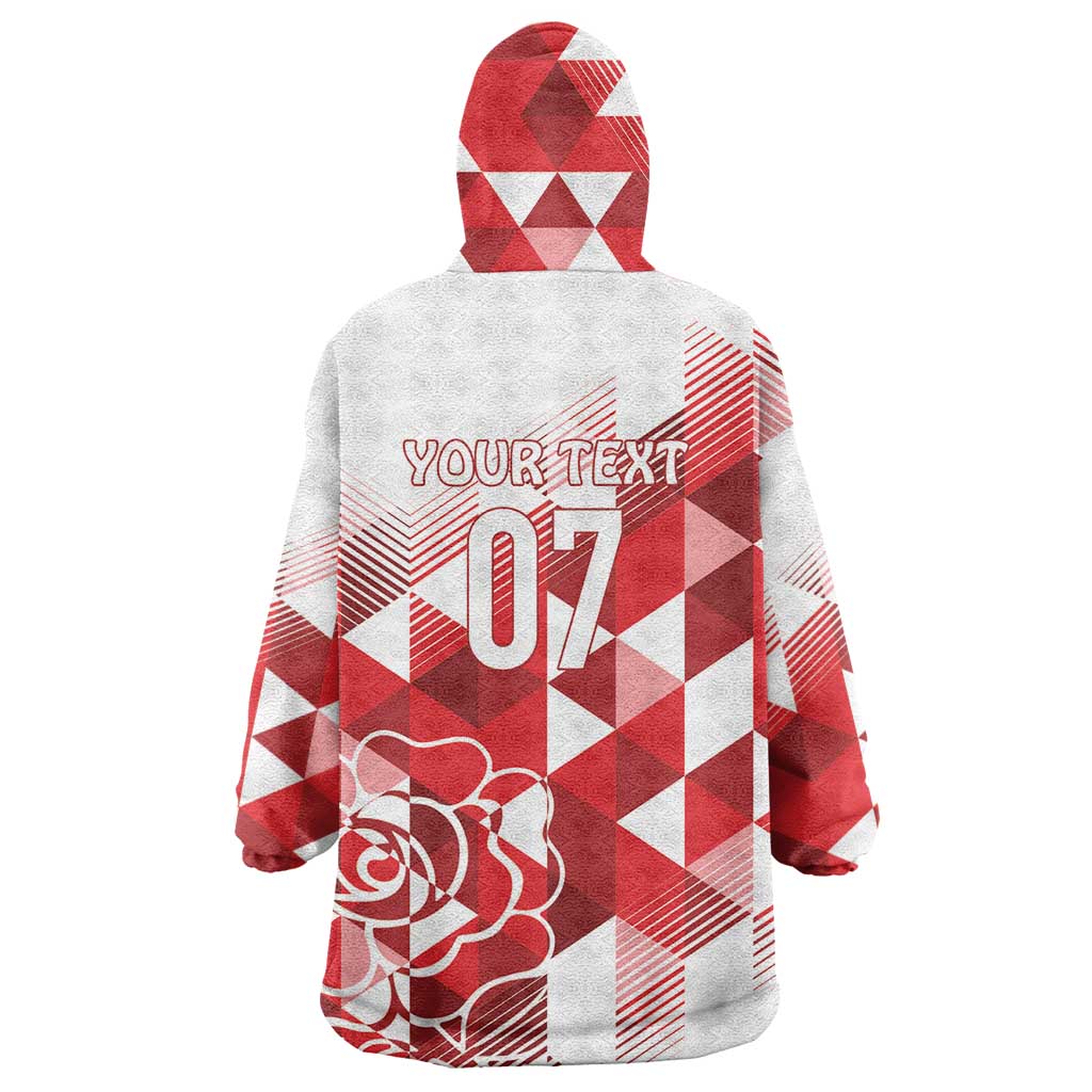 England Rugby Custom Wearable Blanket Hoodie Crystalised Red Rose - Vibe Hoodie Shop