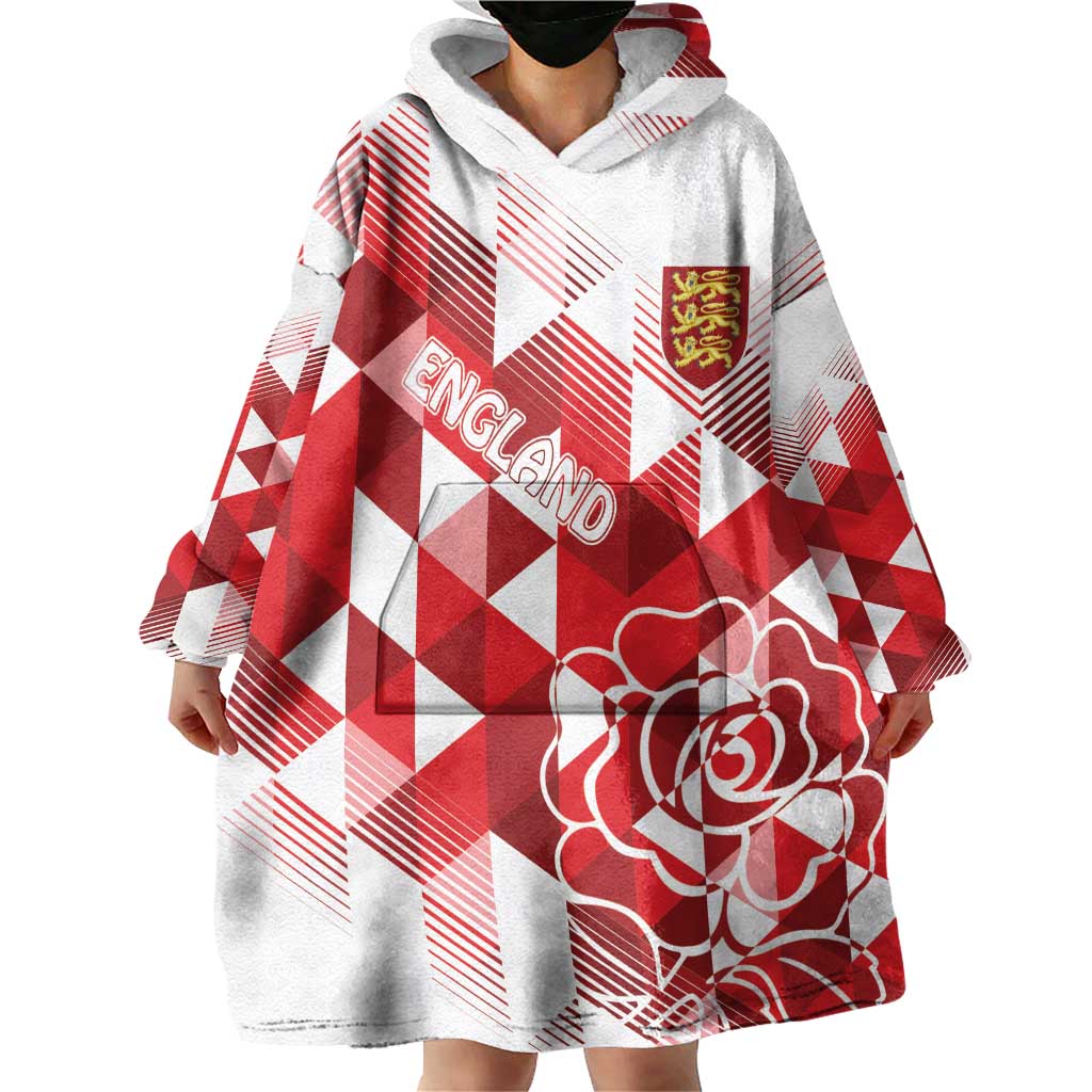 England Rugby Custom Wearable Blanket Hoodie Crystalised Red Rose - Vibe Hoodie Shop