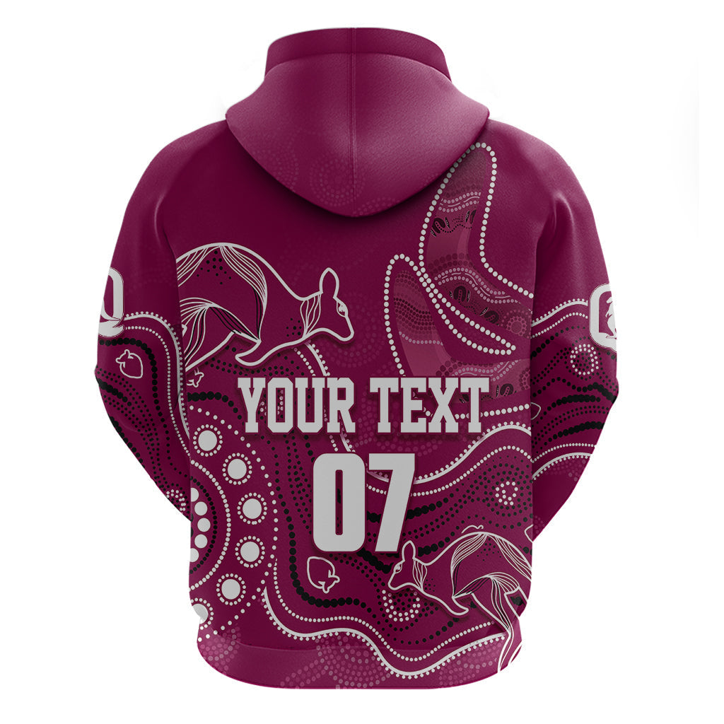 Personalised QLD Maroons Rugby Indigenous Hoodie Kangaroo Mix Boomerang LT7 - Vibe Hoodie Shop