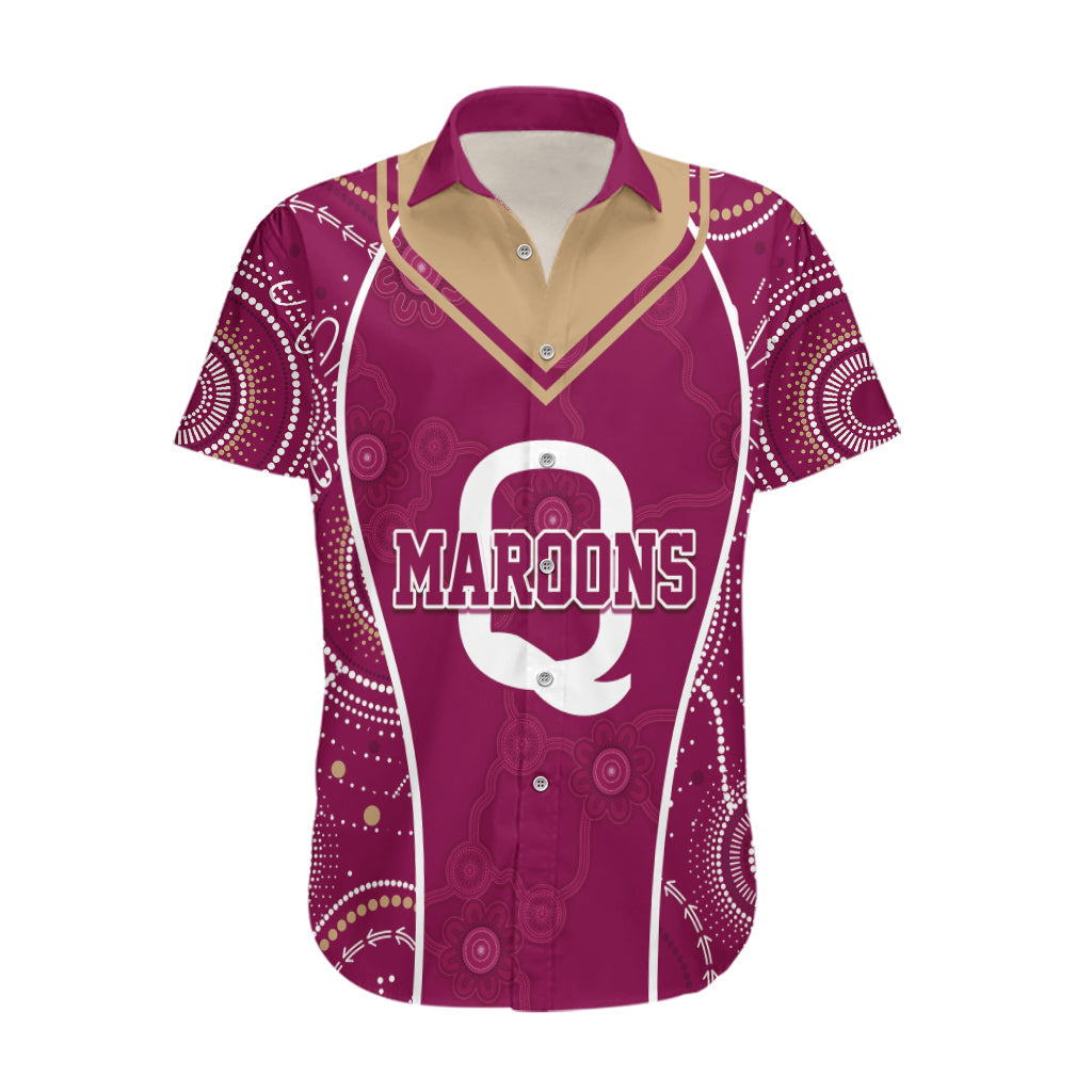 Personalised QLD Maroons Rugby Indigenous Hawaiian Shirt State Of Origin Canetoads - Vibe Hoodie Shop